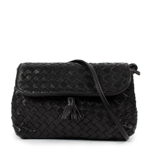 Bottega Veneta Vintage Black Intrecciato Tassel Crossbody Bag - Picture 1 of 3